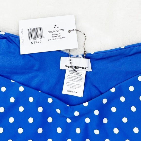 NWT WeWoreWhat Delilah Polka Dot Bikini Bottoms in Palace Blue - Picture 6 of 8